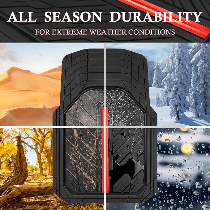 CAR PASS Universal FIT Piping Leather Car Seat Cover, for suvs,Van,Trucks,Rubber Floor Mats for Cars, Car Mats Full Sets