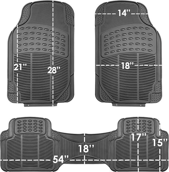 FH Group Car Floor Mats - Heavy-Duty Rubber Floor Mats for Cars, Universal Fit Full Set, Trimmable Automotive Floor Mats, ClimaProof Floor Mats For Most Sedan, SUV, Truck Floor Mats Gray