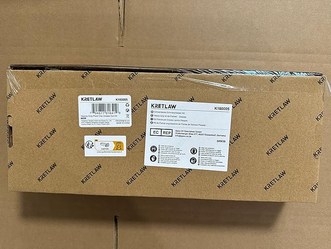 KRETLAW Grease Gun, 7000 PSI Heavy Duty Professional Pistol Grip Grease Gun Kit 14 OZ with Coupler, Double Grease Injector Needles, 18" & 2pc 12" Flex Hoses and Reinforced Glove