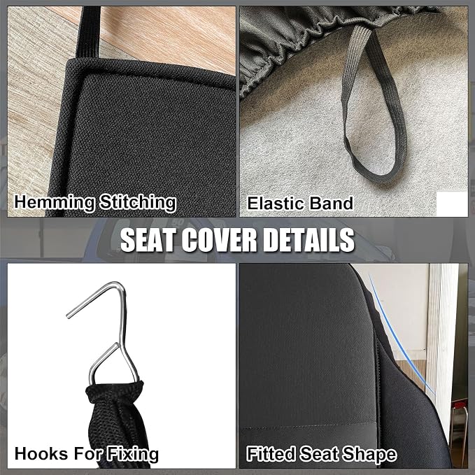 SAPUBK Custom-Fit Front Seat Cover Replace for 2006-2025 Isuzu NPR 40/60 Split Bench, Front Knitted Fabric with Back Soft Foam Lining Airmesh Breathable Seat Cover
