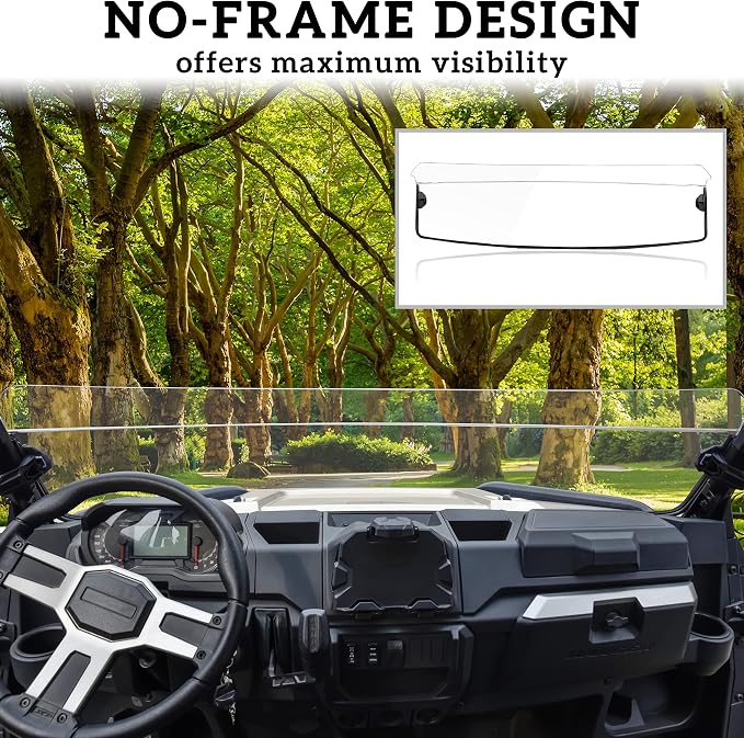 SAUTVS Front Half Windshield for Ranger XP 1000 2017-2026, Replace #2883301 | Lightly Dustproof Durable PC Clear Half Windscreen for Polaris Ranger XP 1000 / 900 / Crew / Diesel 2017-2026