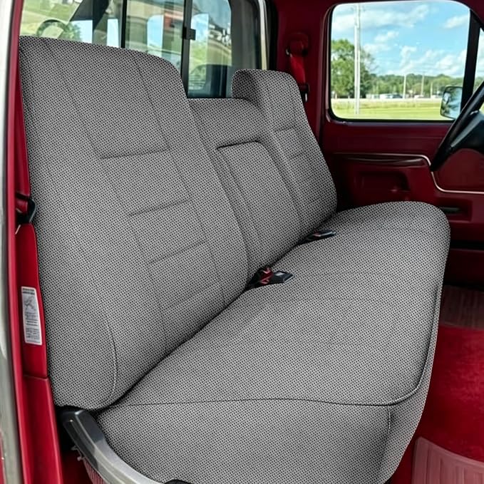 Custom Bench Seat Covers for Ford F150 1987 1988 1989 1990 1991 Heavy Duty Cloth Protector Interior Accessories，Waterproof & Machine Washable - Gray