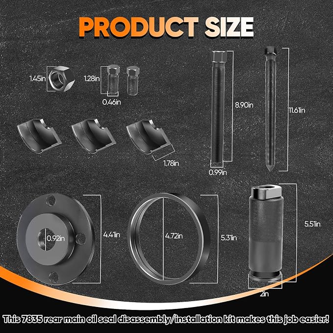7835 Rear Main Oil Seal Remover/Installer Kit, Rear Main Oil Seal Kit - Compatible with 1998-2003 Ford 7.3L Diesel Engines in Ford 3/4 and 1 Ton Trucks