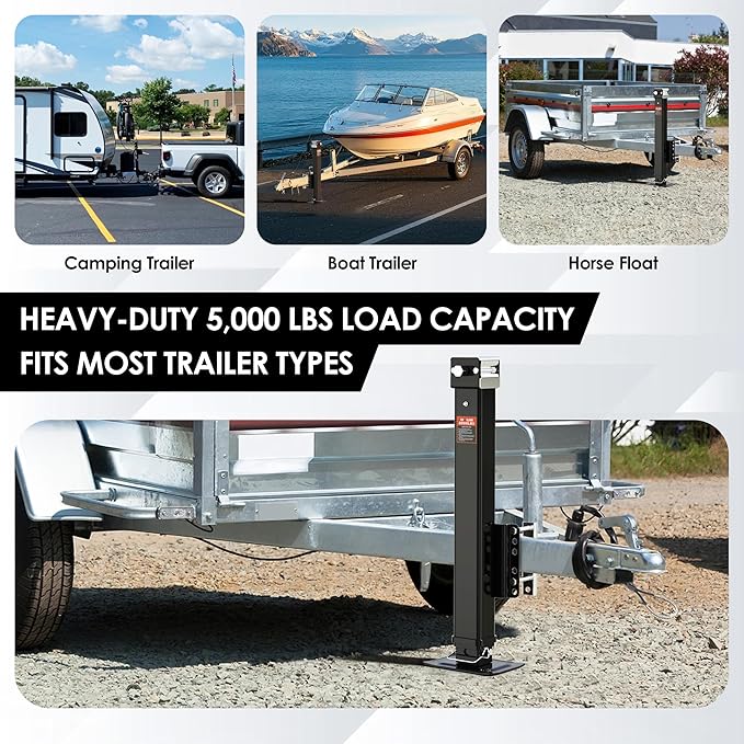 YOMILINK Upgrade 8000 lbs Trailer Jack, Drill Jack, Bolt-On, 28.6" Vertical Travel, Heavy Duty, Adjustable Drop Leg, for Utility Trailer, Yacht, Boat