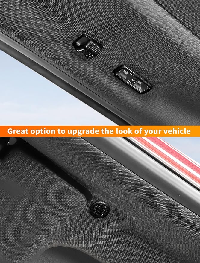 Savadicar 5-Piece Overhead Interior Trim Set for 2021-Present Ford F150, Black Wood Grain Finish Roof Overlay Accent, Interior Decorative Accessories