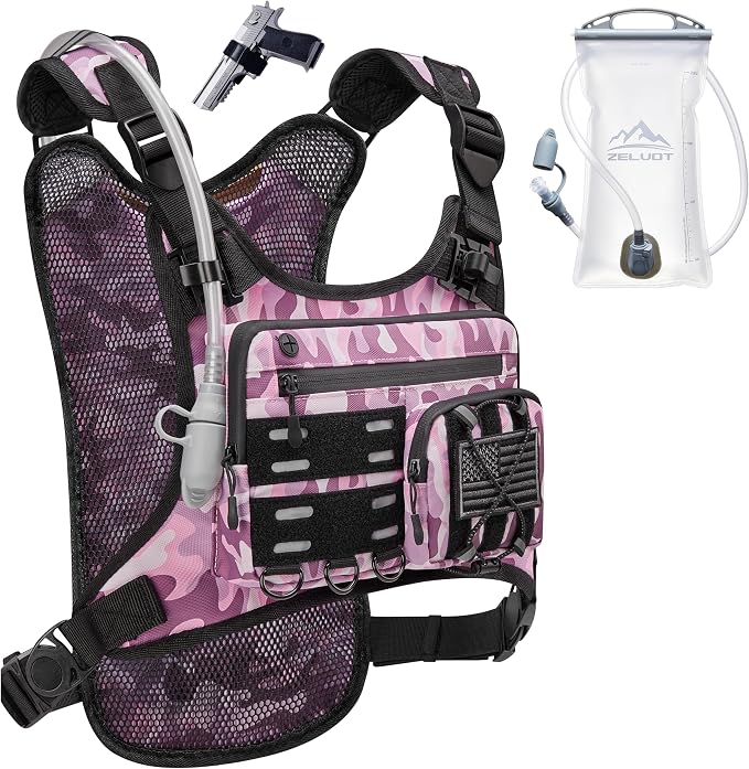 Zelvot Running Vest with 2L Water Bladder, Hydration Backpack, U.S. Design Patent, Lightweight Hydration Pack with Gear Holder, Reflective Chest Pack for Men Women