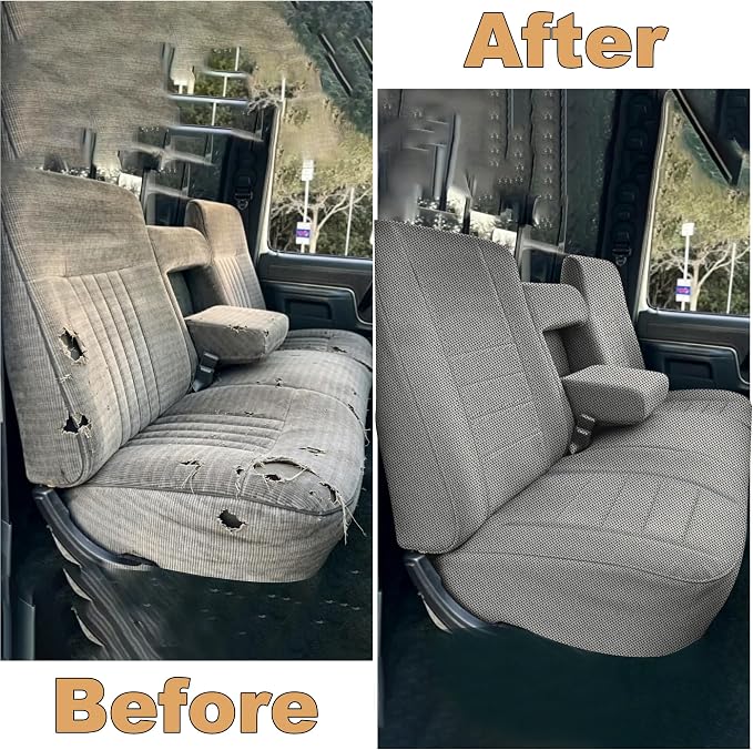 Custom Bench Seat Covers for Ford F150 1987 1988 1989 1990 1991 Heavy Duty Cloth Protector Interior Accessories，Waterproof & Machine Washable - Gray