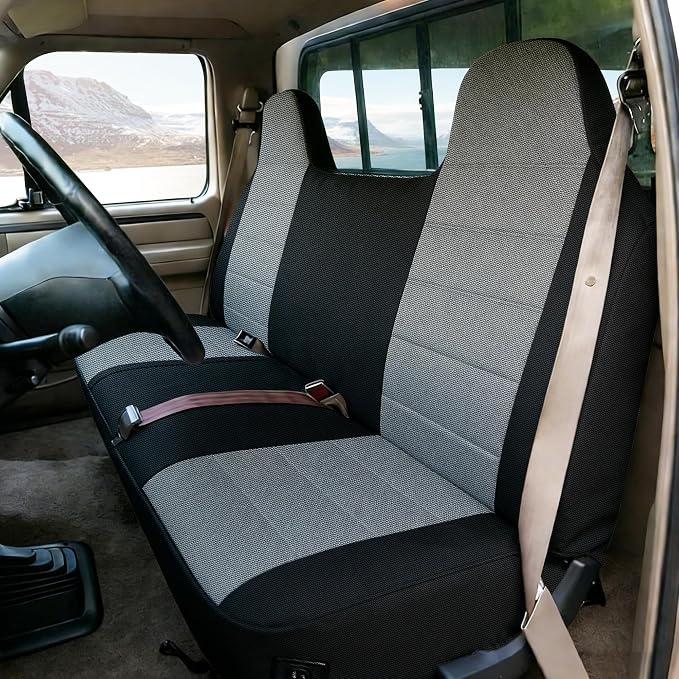 Custom Bench Seat Covers for Ford F150 F250 F350 1992 1993 1994 1995 1996 1997 1998 Heavy Duty Cloth Protector Interior Accessories，Waterproof & Machine Washable - Gray