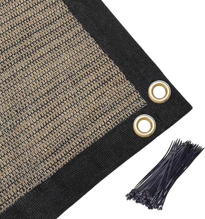 Amagenix 90% Shade Fabric 6'X 16' Mocha Sun Shade Cloth with Grommets for Pergola Replacement Shade Cover Canopy, Heavy Duty, Cable Zip Ties Included (We Customized)