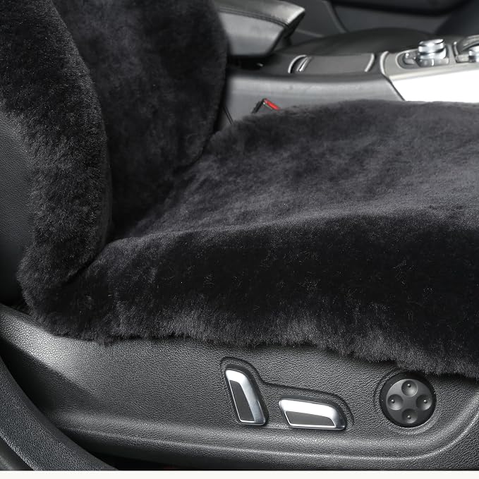 Natural Fur Sheepskin Universal car seat Covers for seat Cushion Auto Accessories, (Smoky Grey, Universal Fit)