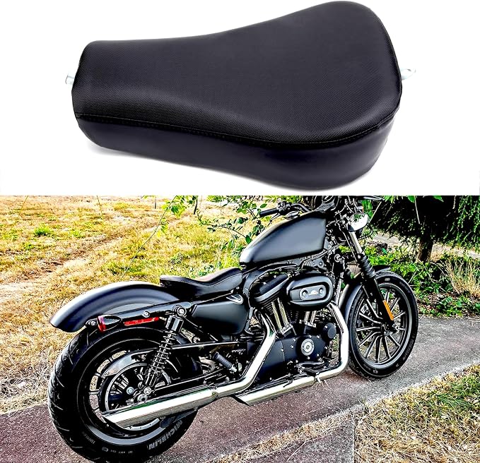 Black Motorcycle Front Driver Solo Seat+Rear Passenger Pillion Pad for Sportster 48 72 Iron 883 XL883 Forty Eight XL1200 Seventy Two 1200