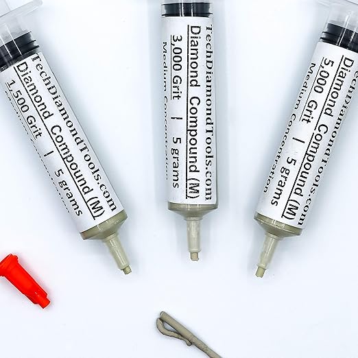 TechDiamondTools Kit of 3 Diamond Polishing Compound Polishing Paste USA Made 1500 3000 5000 Grit for Marble Glass Metal Rock Jewelry Resin Silver Gemstone with 25% of Diamond Powder