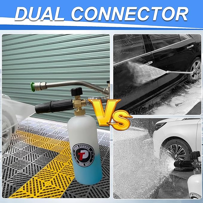 Tool Daily Foam Cannon with Dual Connector Accessory, Pressure Washer Spray Nozzle Tips with Nozzle Holder