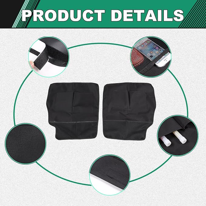 Car Trunk Organizer Compatible with Fiat 500 2016-2024 Accessories Back Seat Anti-Kick Mats Protector Car Backseat Hanging Organizer, Large Pockets, Waterproof, Wear-Resistant