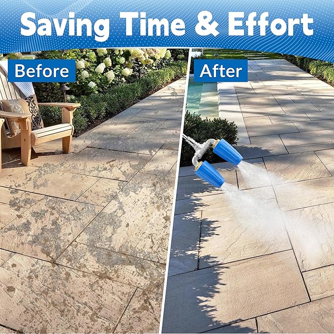 Dual Turbo Nozzle Pressure Washer, Power Washer 360° Rotating Turbo Nozzle, Twin Turbo Nozzle Tip with 1/4" Quick Connect, 4000 PSI, 4-6 GPM, 2.0 Orifice