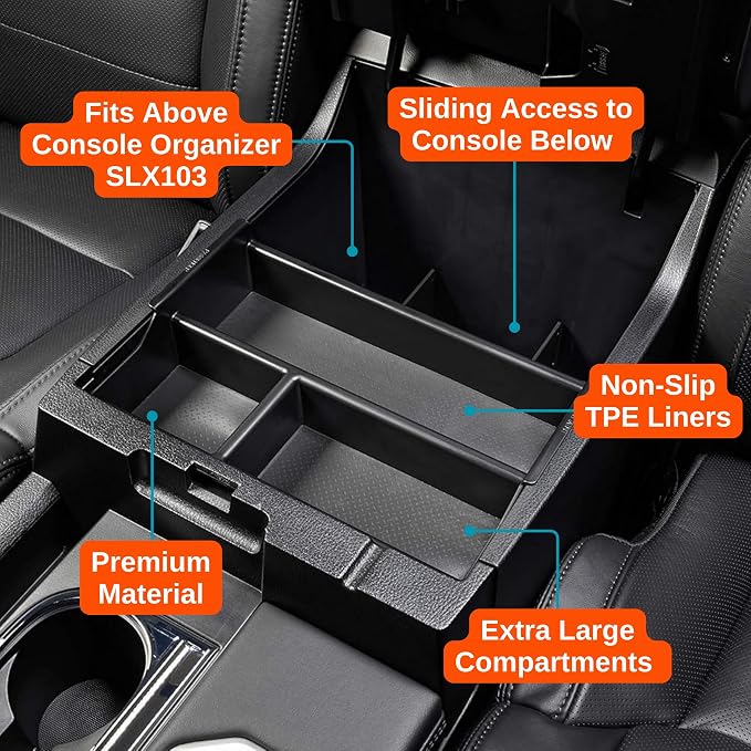 Vehicle OCD - Center Console Organizer Tray for Toyota Tundra (2007-2021) / Toyota Sequoia (2008-2022) - Made in USA - SLX125