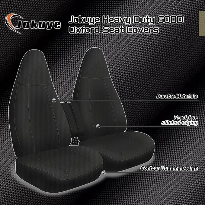 Jokuye Heavy Duty 600D Oxford Seat Covers for Chevy Express 1996-2026 Front Bucket Seat Protectors with Grab Handle Cutout,Waterproof and Wear-Resistant Easy to Install - Black