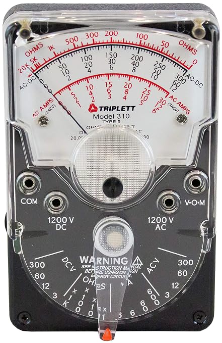 Triplett 3018 Model 310 Hand-Sized Analog Multimeter with Certificate of Calibration to NIST - AC/DC Voltage, DC Current, Resistance