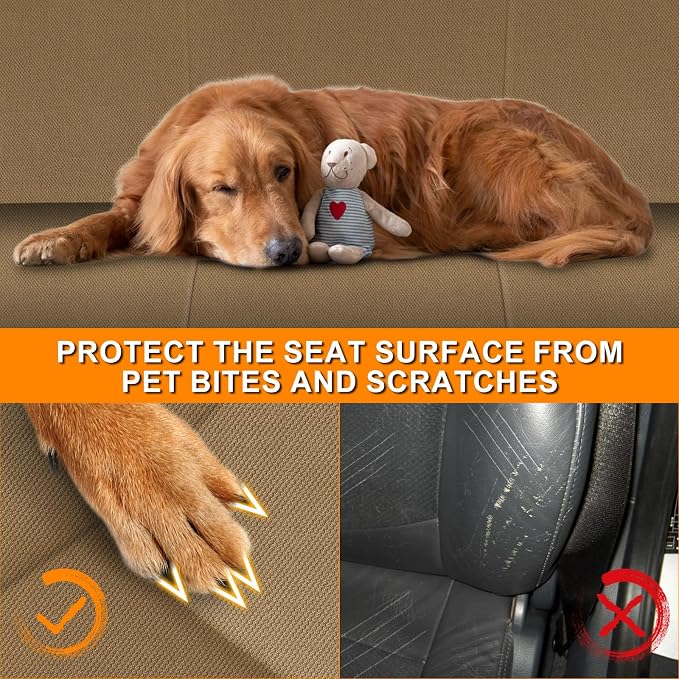 Truck Seat Cover Fit for 1997-2000 Ford F-150, Tan | Front 40/60 Split Bench with Opening Center Console, Not with Airbags Next to The Headrest