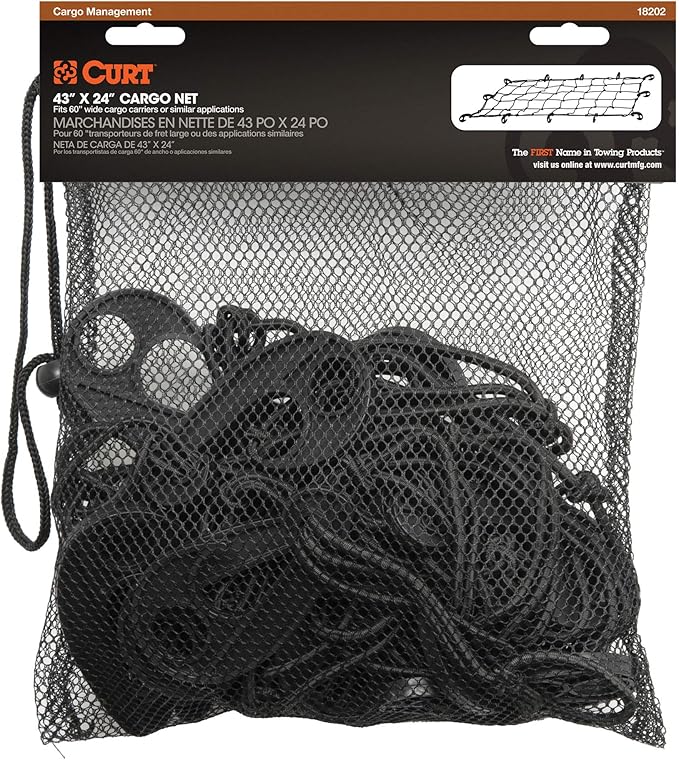 CURT 18202 43 x 24-Inch Elastic Cargo Net with Hooks for Hitch Carrier