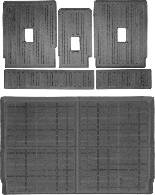 Trunk Liner Cargo Liners for 2025-2026 Ford Expediton Max and Lincoln Navigator L 7/8 Seat Rear Trunk Floor Mats with Backrest Mat 3D Boot Tray All-Weather TPE Black