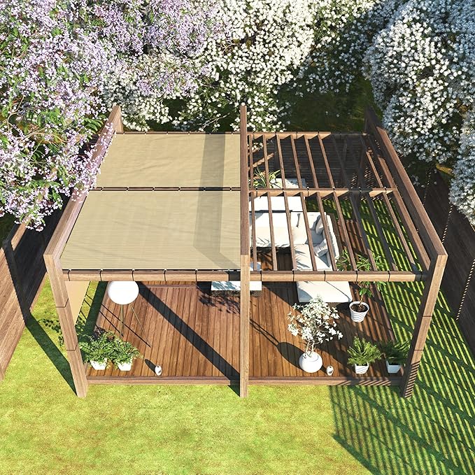 ColourTree Customized Size 6' x 7' Beige Fence Screen Privacy Screen - Commercial Grade 170 GSM - Heavy Duty - 3 Years Warranty - Cable Zip Ties Included