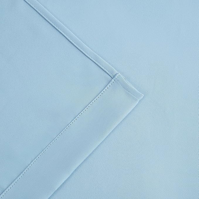 Bujasso Sky Blue 80% Blackout Curtains with Sheer Overlay Mix and Match Double Layer Thermal Insulated Window Panels 63 inch for Living Room Bedroom Blue Drapes with Tiebacks Grommet Top 37" Wx63 Lx2