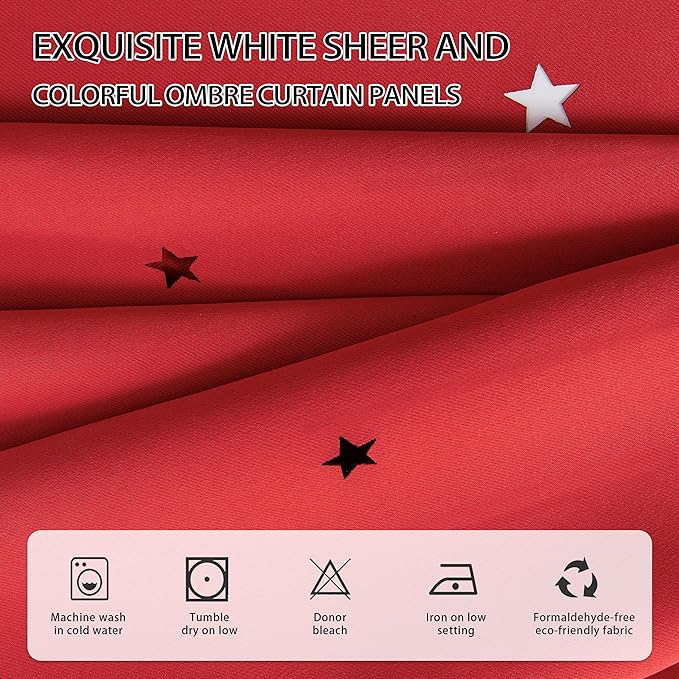 XiDi Black Out Curtains for Bedroom Windows, Girls Room Decor, Unicorn Design for Kids, Living Room - 63 Inches Long 52 Inches Wide, 2 Panel Set, Red