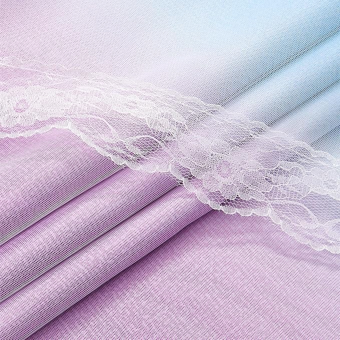 XiDi Double Layer Curtains with Sheer Overlay for Girls Bedroom Living Room 2 Panels 96 Inches Long Colorful Rainbow Blackout Curtains for Kids Unicorn Princess Grommet Drapes Pink Purple W34 x L96