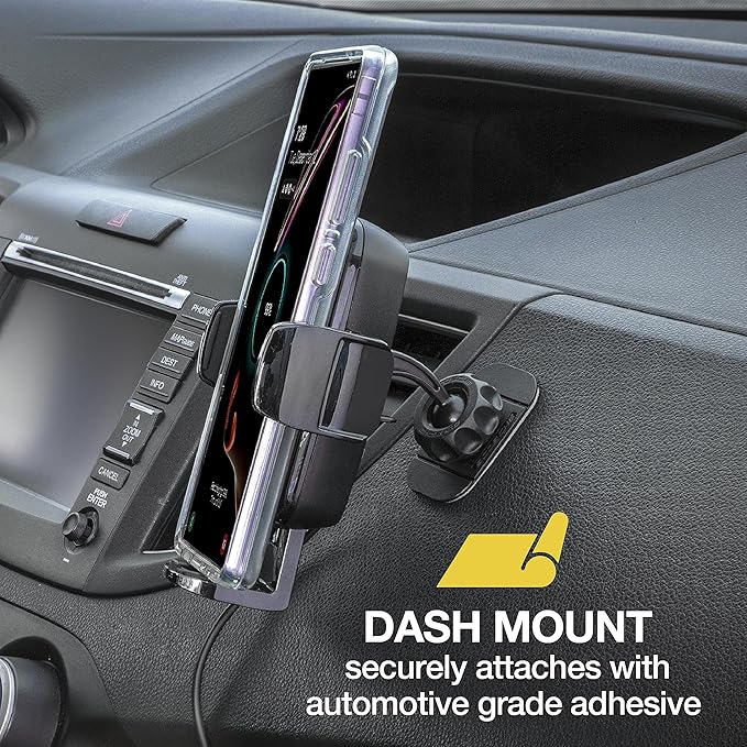 Scosche UQ3DV-SP Dashboard/Vent Qi-Enabled Wireless Charging Universal Phone Mount for The car with Stick Grip Black