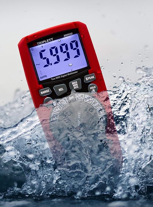 Triplett MM650 CAT IV True RMS 6000 Count Digital Multimeter with Lo Z and Certificate of Calibration to NIST - AC/DC Voltage and Current, Resistance, Temperature, Capacitance, Frequency, Continuity