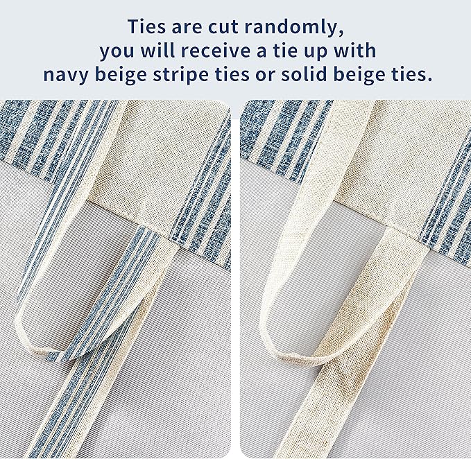 DriftAway Chris Double Layer Linen Blackout Tie Up Curtains Thermal Insulated Fully Lined Vertical Striped Balloon Roman Shade Bathroom Window Adjustable Rod Pocket 45 Inch by 63 Inch Jean Navy