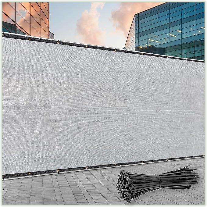 ColourTree Customized Size Fence Screen Privacy Screen Grey 4' x 33’ - Commercial Grade 170 GSM - Heavy Duty - 3 Years Warranty - Cable Zip Ties Included