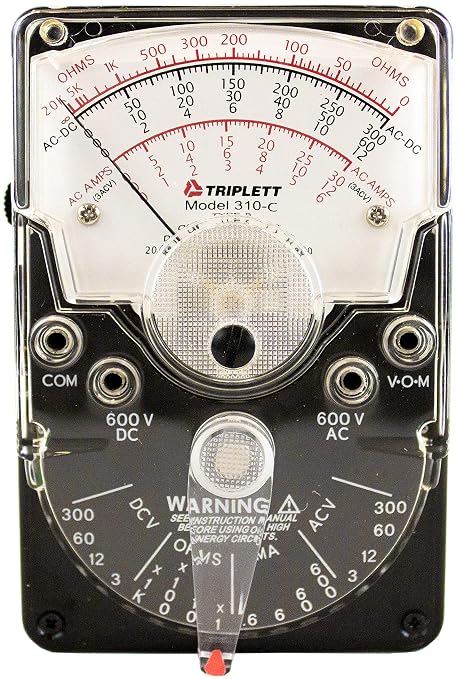 Triplett 3022 Model 310-C Hand-Sized Analog Multimeter with Certificate of Calibration to NIST - AC/DC Voltage, DC Current, Resistance