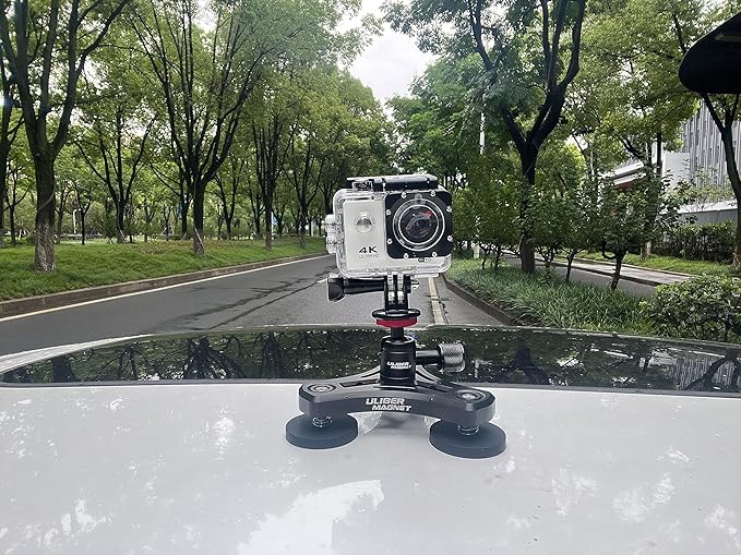 ULIBERMAGNET Magnetic Action Camera Mount,100LB Solid Aluminum Magnetic Mount Tripod with Mini Ball Head,Strong Rubber Coated Magnet with 1/4’’-20 Male Thread Stud for GoPro,Security Camera