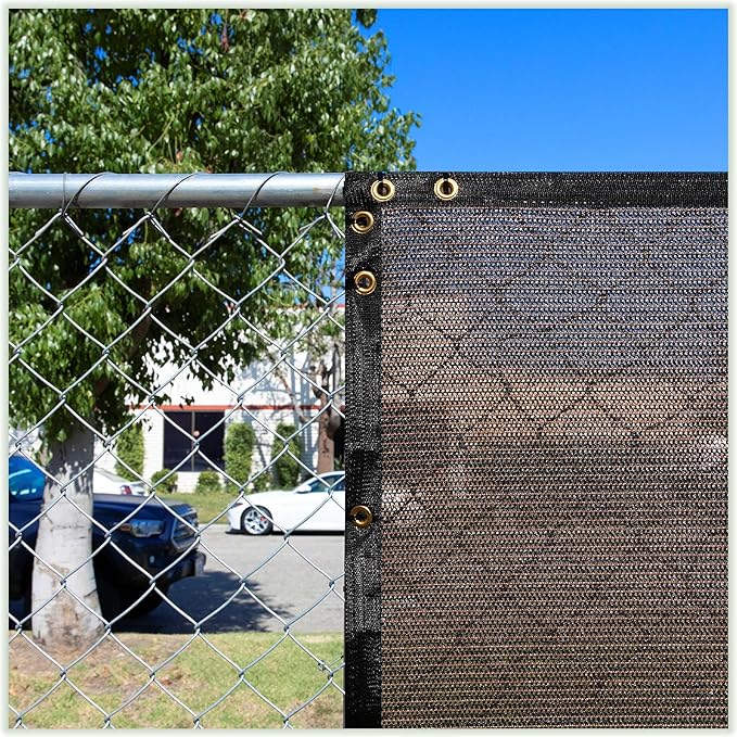 ColourTree Customized Size Fence Screen Privacy Screen Brown 4' x 180' - Commercial Grade 170 GSM - Heavy Duty - 3 Years Warranty - Cable Zip Ties Included