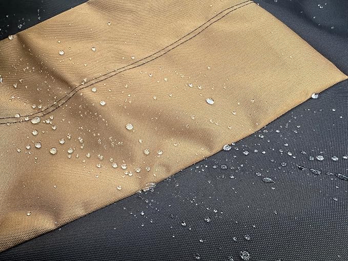 Tan Seat Covers for Cars Trucks SUV, Universal Canvas Tactical Multi-Pockets Organizers Rain Defender, Waterproof Seat Protectors Front Set (Tan Black)