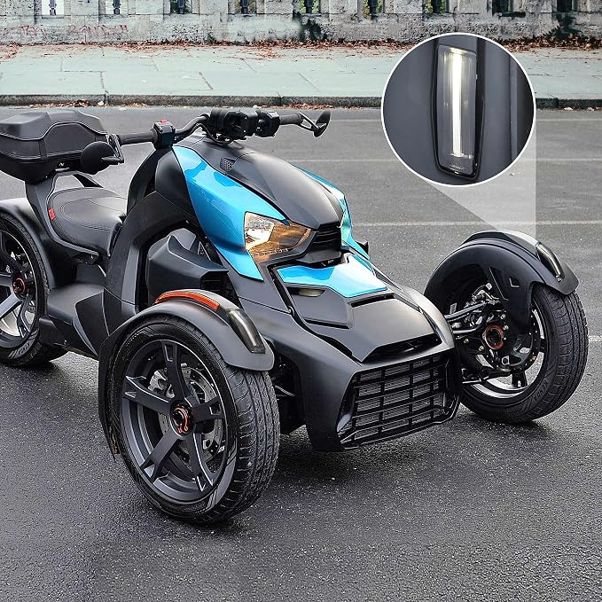 SAUTVS Front Fender LED Lights for Can Am Ryker, Smoked Black Fender Lights Wheel Lights Fender Reflectors with LED Turn Signals & Running Lights for the Can-Am Ryker 2019-2024 Accessories (2PCS)