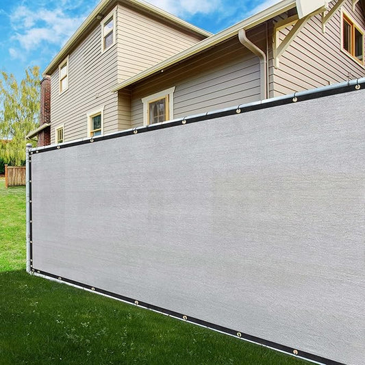 ShadeMart 8' x 123' Fence Privacy Screen Grey Heavy Duty 170 GSM Fencing Mesh Shade Net with Grommets & Zip Ties, 90% Blockage Fence Screen for Balcony Yard Outdoor Garden Pool (We Customize Size)