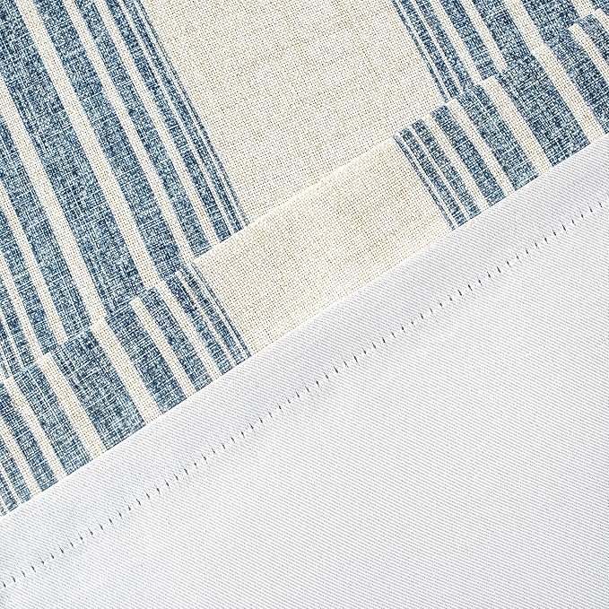 DriftAway Chris Double Layer Linen Blackout Tie Up Curtains Thermal Insulated Fully Lined Vertical Striped Balloon Roman Shade Bathroom Window Adjustable Rod Pocket 25 Inch by 47 Inch Jean Navy