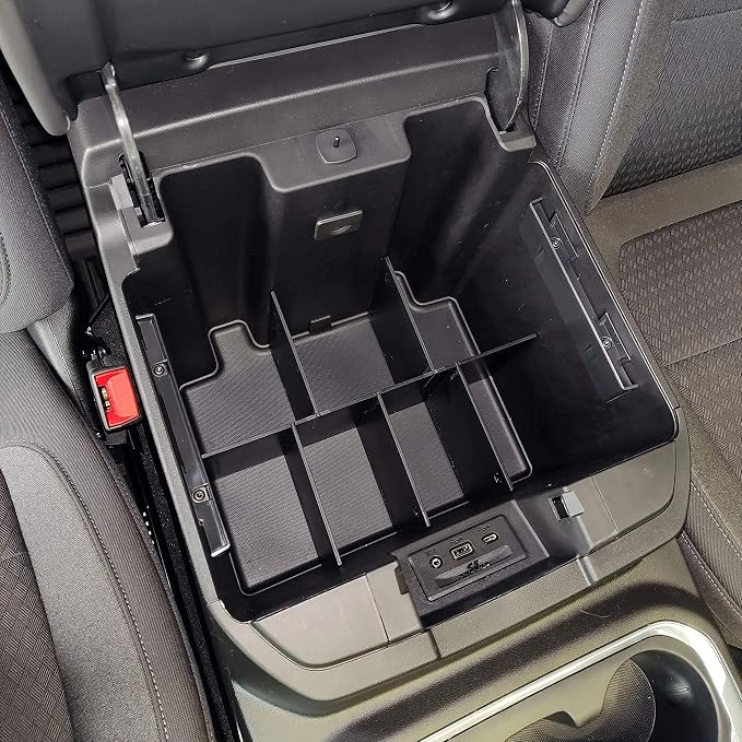 Vehicle OCD - Center Console Divider and Tray Organizer for Chevy Silverado 1500 / GMC Sierra 1500 (2019-2021) and 2500/3500 HD (2020-2023) (Full Console w/Bucket Seats ONLY) - Made in USA