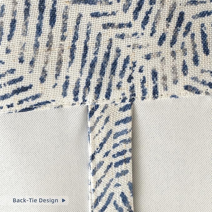 DriftAway Farmhouse Double Layer Linen Blackout Tie Up Curtains Thermal Insulated Striped Fully Lined Balloon Roman Shade Bathroom Window Adjustable Rod Pocket 45 Inch by 63 Inch Roman Navy