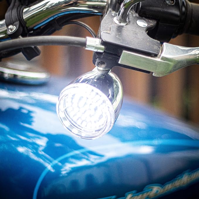 Eagle Lights Generation II Midnight Edition Front 2 Inch LED Turn Signals with White Running Lights Compatible with Harley Davidson Motorcycles - Includes Clear Lenses / 1157 Base