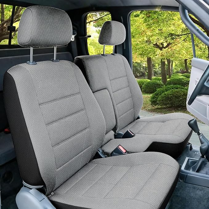 60/40 Split Bench Seat Covers for Toyota Tacoma 1995 1996 1997 1998 1999 2000 Heavy Duty Cloth Protector Interior Accessories with Console Covers，Waterproof & Machine Washable,Silver