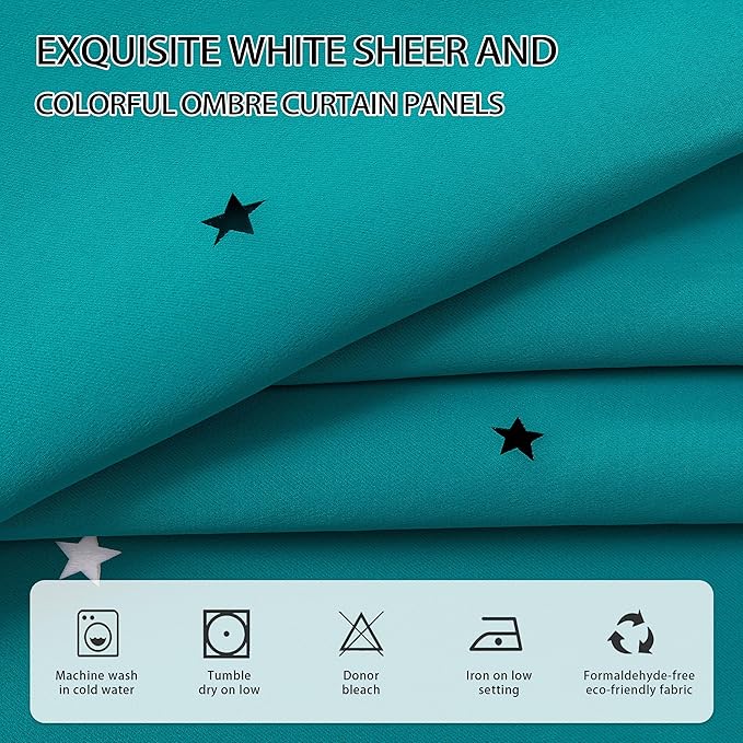 XiDi Black Out Curtains for Girls Bedroom Decor, Unicorn Curtains for Kids Room, Blackout Curtains for Living Room 72 inchs Long 34 inches Wide 2 Panel Teal